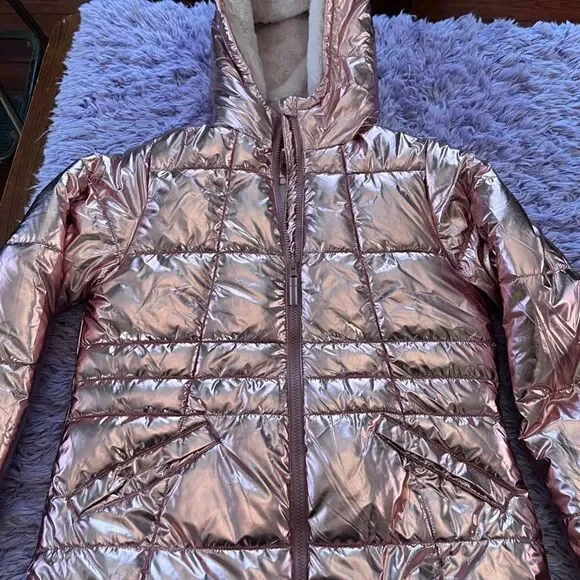 🤩 Wander Nation kids size xxl/18 shiny pinkwinter coat fuzzy and warm
